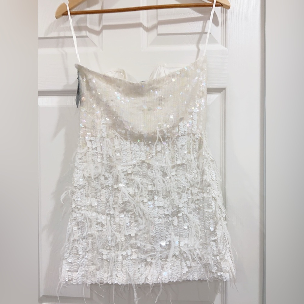 NWT Retrofete Anastasia Sequin Feather Dress - Picture 10 of 16